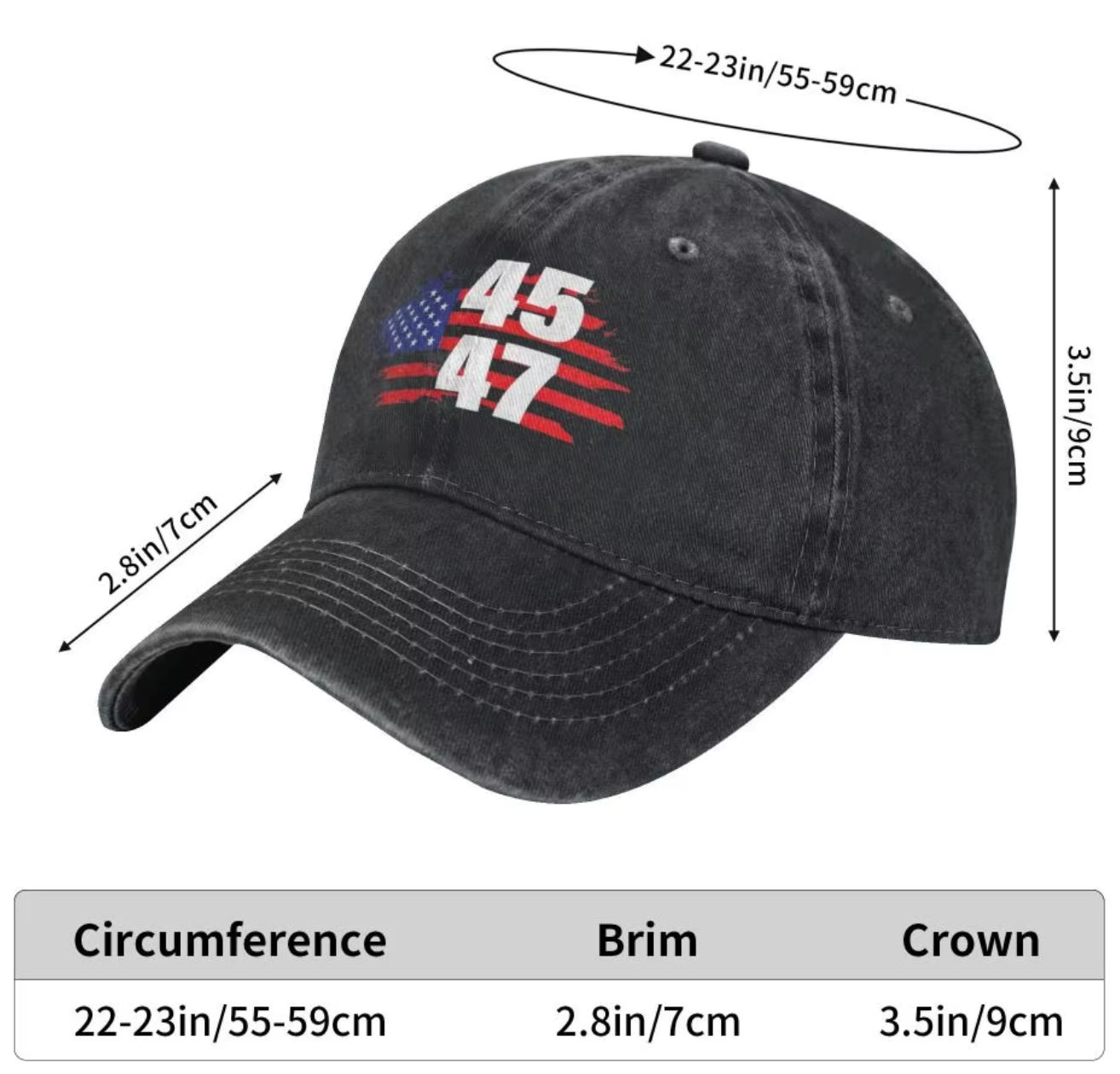 45 47 Trump 2024 Denim Cap